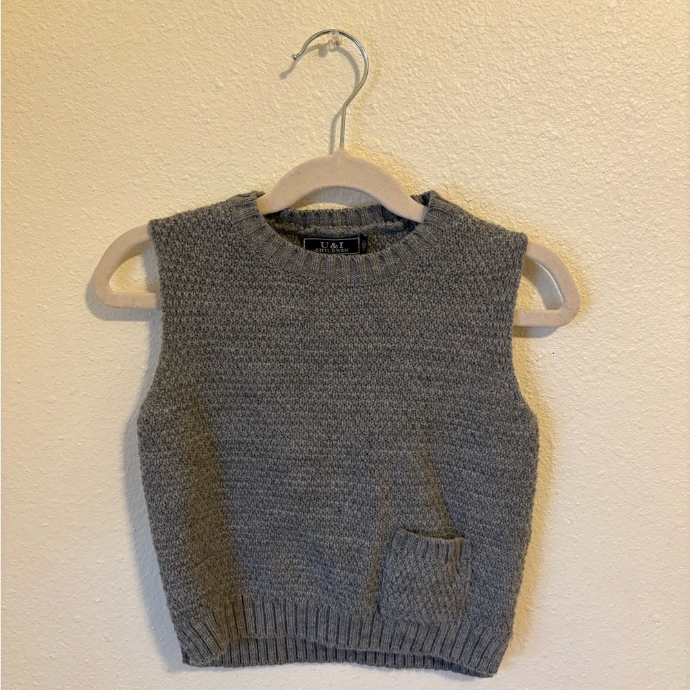 Gray Knit Kids Vest